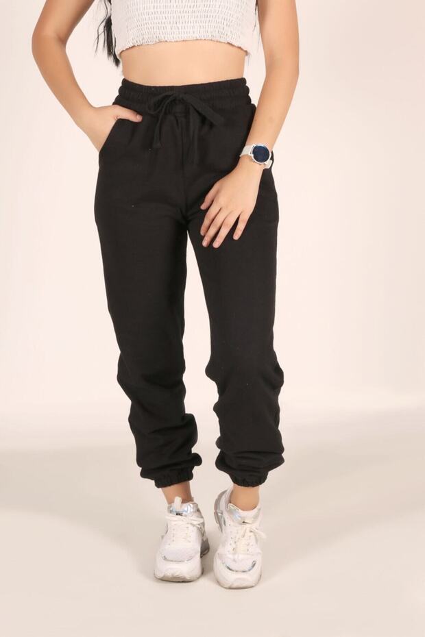 Makentmoda Black Elastic Cotton Jogger Sweatpants