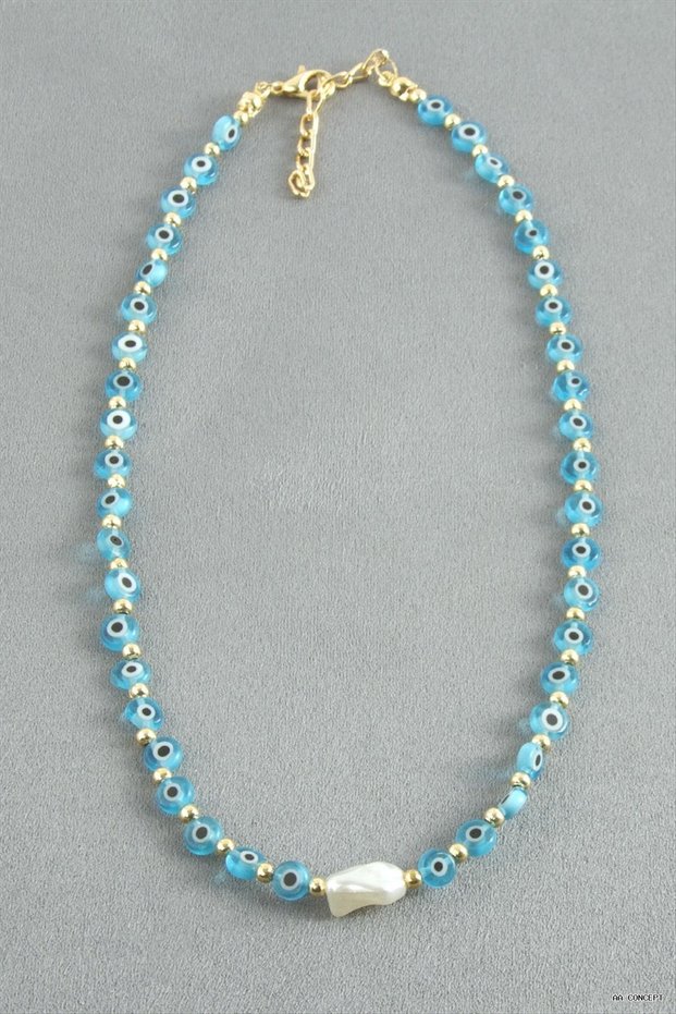 CONCEPTA Pearl Evil Eye Bead (161619) Necklace, Blue