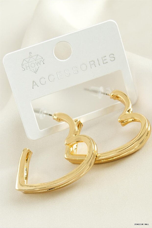 Zngzrmll Heart Double Row Metal (14235) Earrings Yellow
