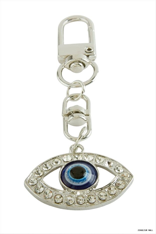 Zngzrmll Eye Evil Eye Stone Keychain (05741) Silver Color
