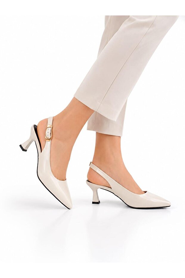 Open Back Short Heeled Classic Stiletto Large Size Shoes