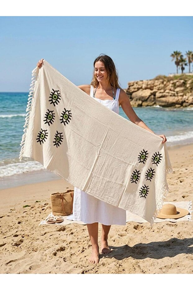 Muslin Peshtemal Printed 100% Cotton Organic Beach Towel Double Layer Soft Luxury Peshtemal
