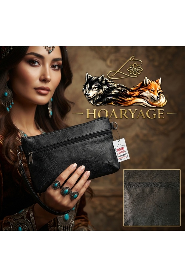 Genuine Lambskin Patterned Design Clutch Handbag with Removable Strap 20X13 cm