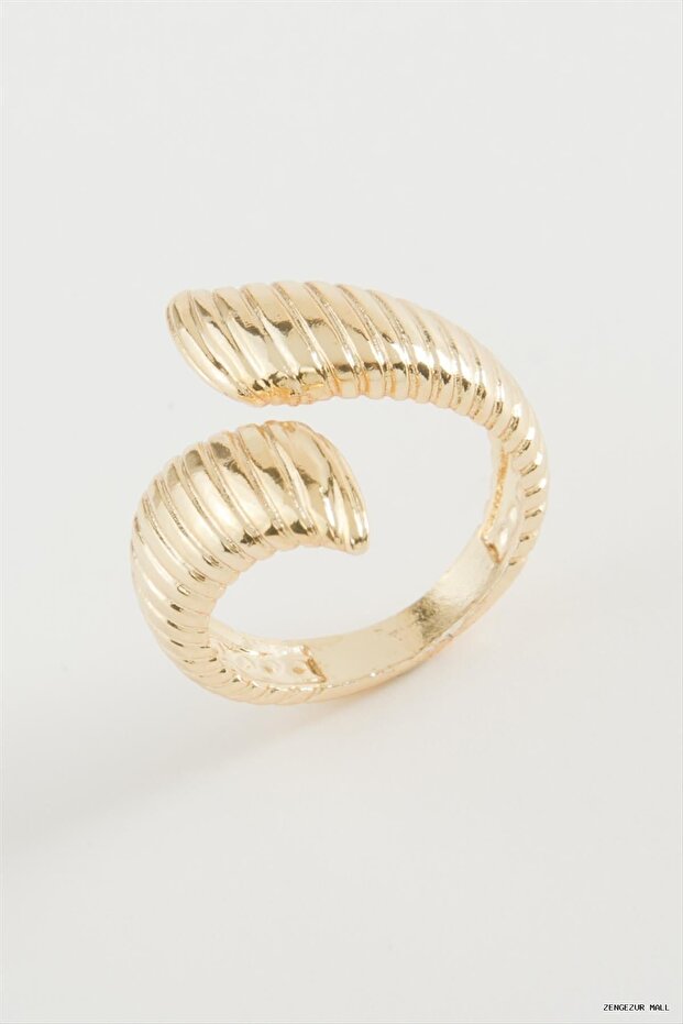 Zngzrmll Oval Striped Metal (31616) Ring Yellow