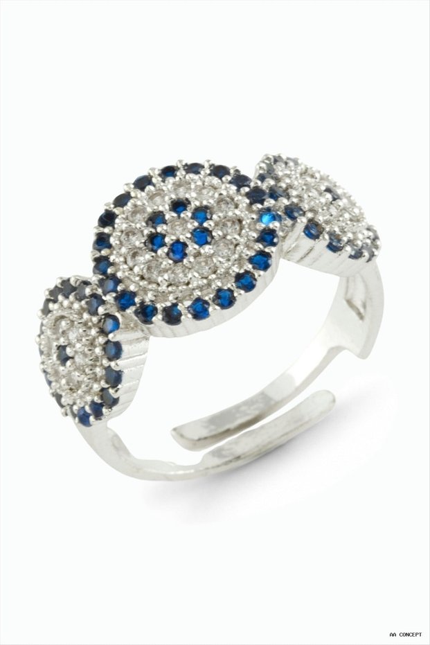 Concepta Nazar Zircon Stone Metal Ring (01558) Silver Color