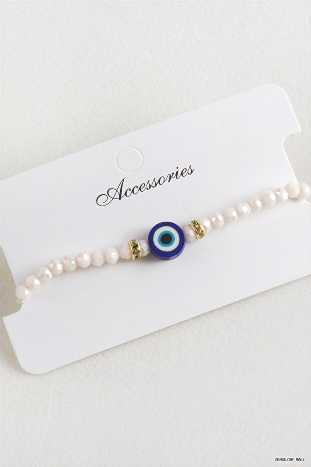 Zngzrmll Nazar Crystal Macrame Rope (55048) Bracelet White