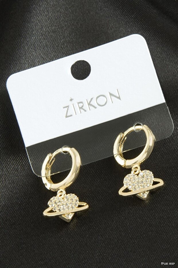 Ilkestor Heart Zircon Stone (62356) Earrings Yellow