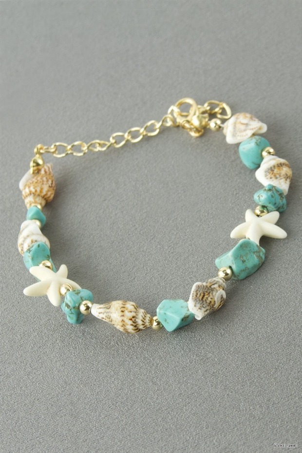 Ilkestor Sea Shell Broken Natural Stone (201358) Bracelet Turquoise