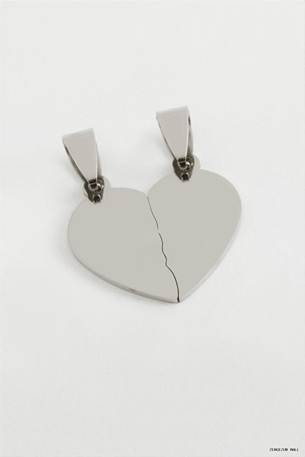 Zngzrmll Heart Name Engravable Double Steel Pendant 2.5cm (233228) Silver Color