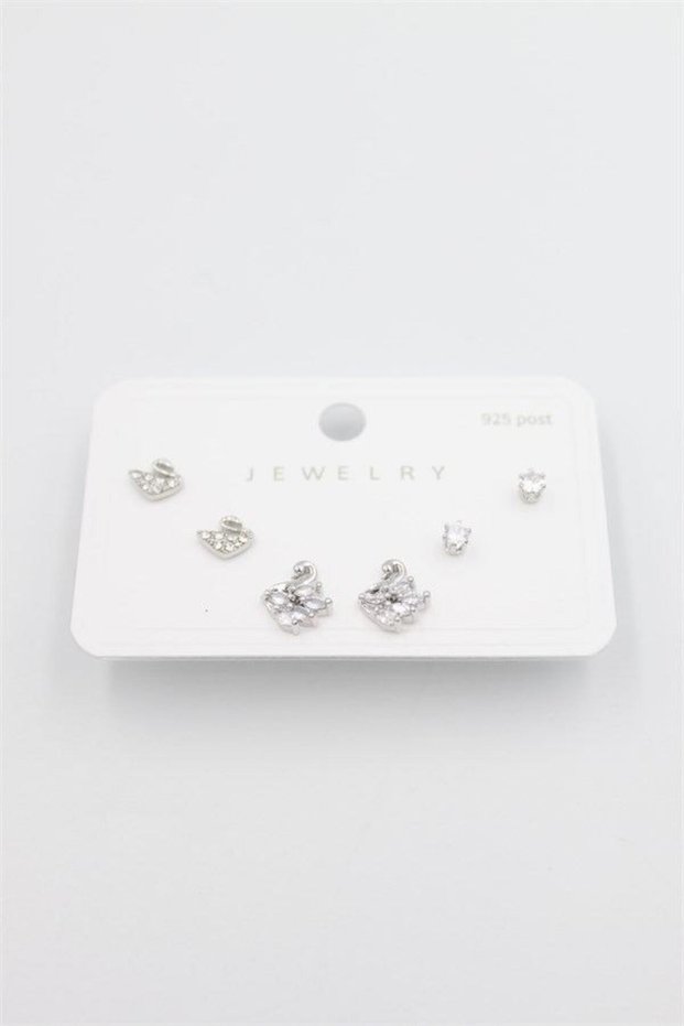Glb-Stl41414 Multiple Set Earrings - Silver