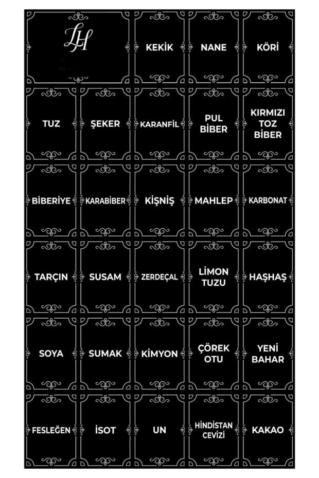 Spice Labels 28 Pieces Black Color - Water Resistant