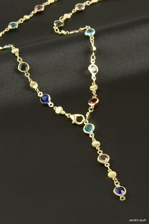 Spt-Gld Round Zircon Stone Y (100413) Necklace Yellow