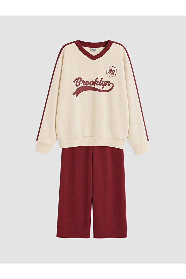 Lcw Kids Ecru Printed Girls' Set