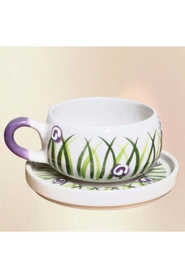 Handmade Ceramic Tea Coffee Cup and Saucer Set, Made in Turkiye
