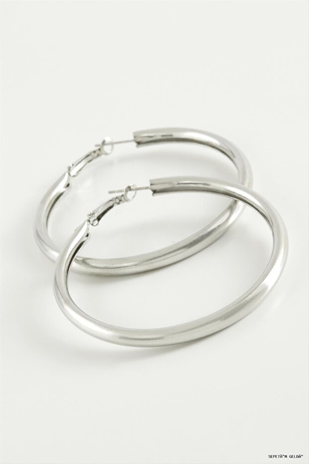 Spt-Gld Tubular Hoop Earrings 4.5 cm (111545) Silver Color
