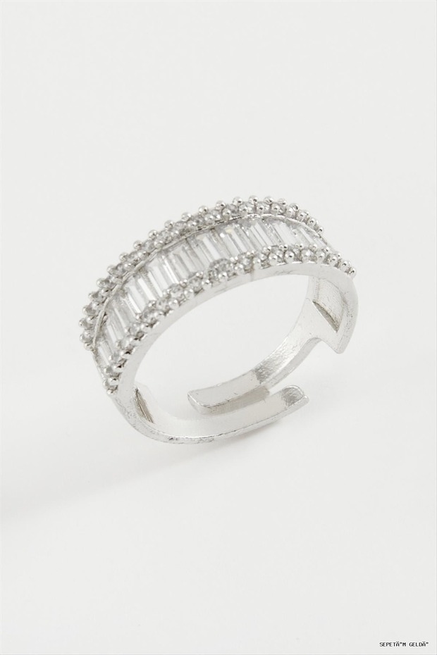 Spt-Gld Baget Zircon Stone Ring (112418) Silver Color