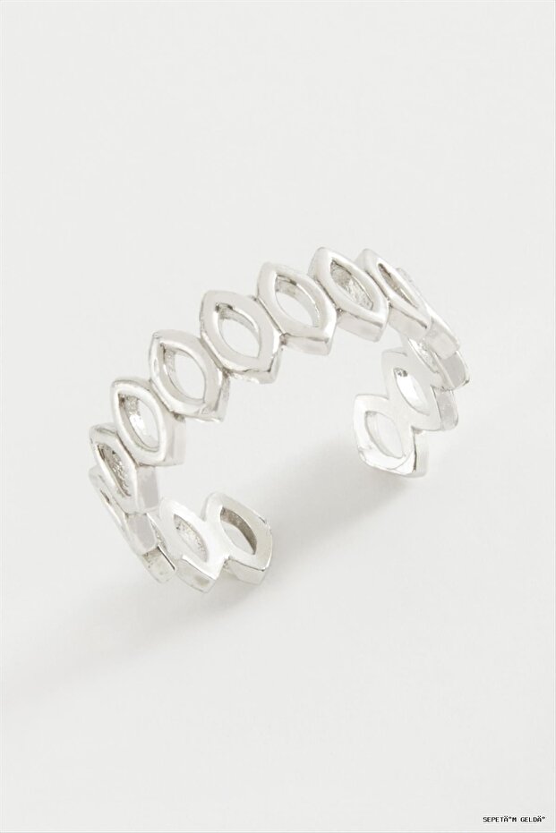 Spt-Gld Oval Chain Patterned Metal Ring (112208) Silver Color