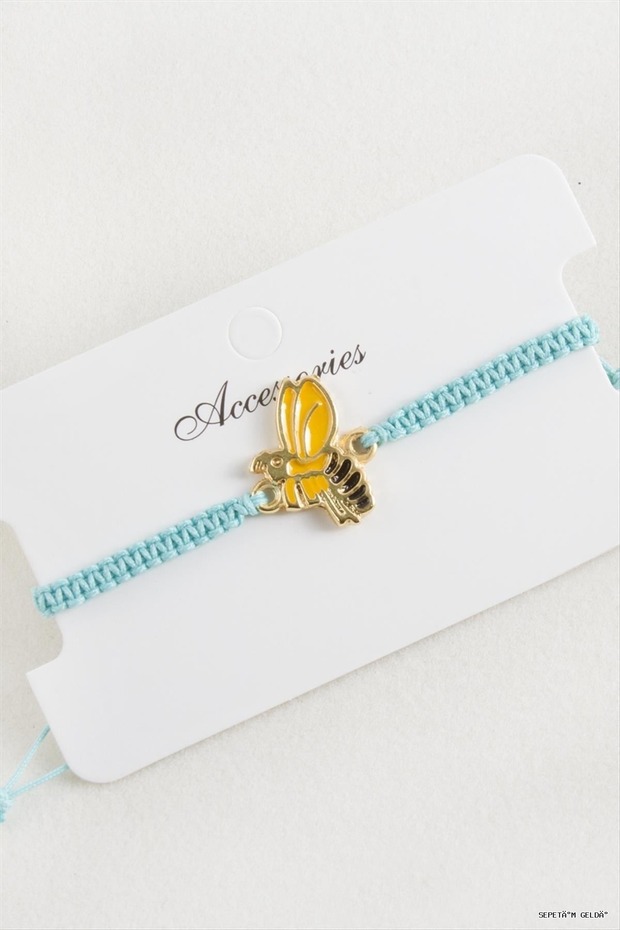 Spt-Gld Bee Macrame Braided Bracelet (110850) Blue