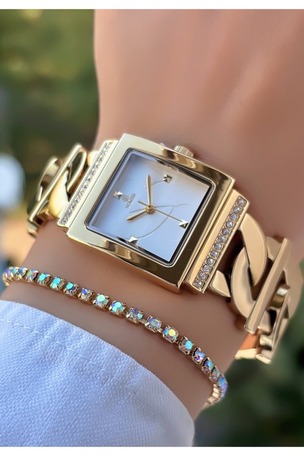 New Season Chain Model Gold Color Women's Wristwatch - with Bracelet Gift