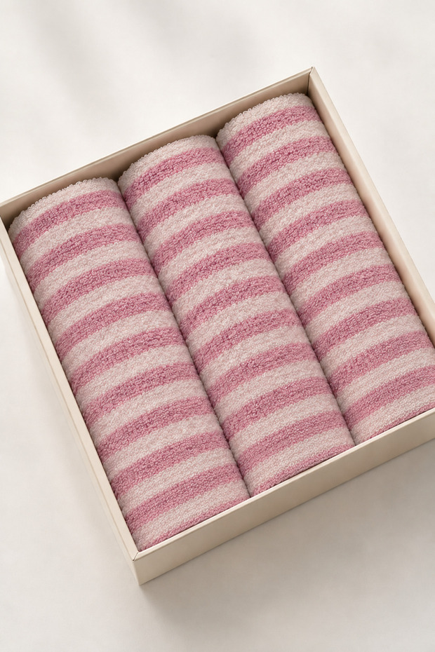 3-Piece 100% Cotton Striped Kitchen Towel 30X50 cm – Britli Hanging Hand Towel Set