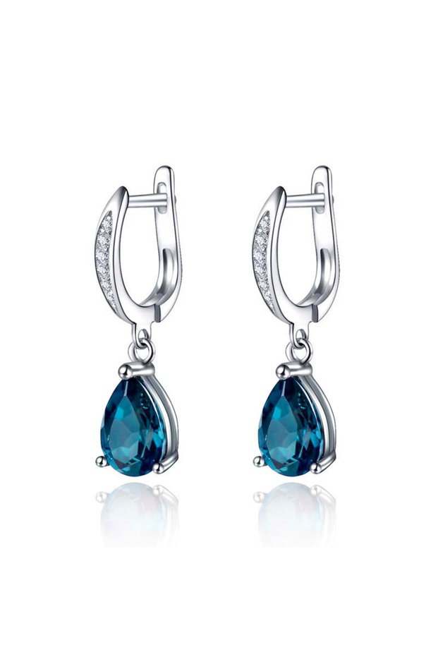 Blue E5714 Huitan Gorgeous Water Drop Shape Blue Cubic Zirconia Drop Earrings for Women Evening Part