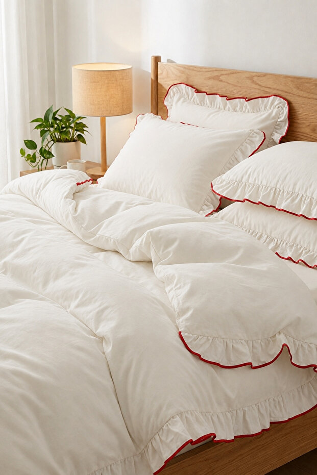 Ruffled Cotton Amour Single Duvet Cover Set