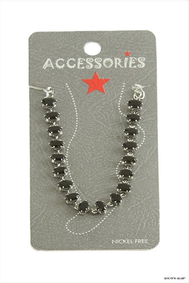 Spt-Gld Savoroski Zircon Stone (140747) Anklet Black