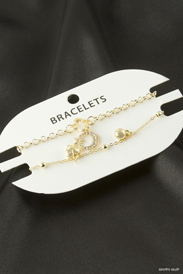 Spt-Gld 2 Pieces Moon Star Tr Chain (131622) Bracelet Yellow