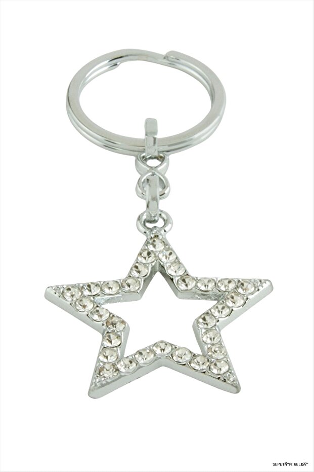 Spt-Gld Star Stone Keychain (130711) Silver Color