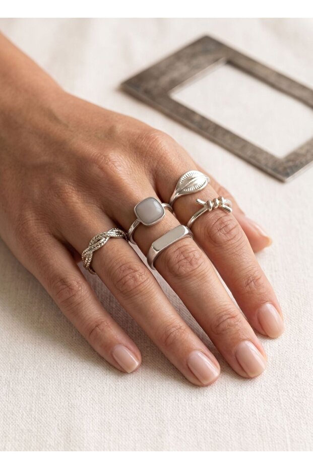 5-Piece Enamel Ring and Joint Ring Set