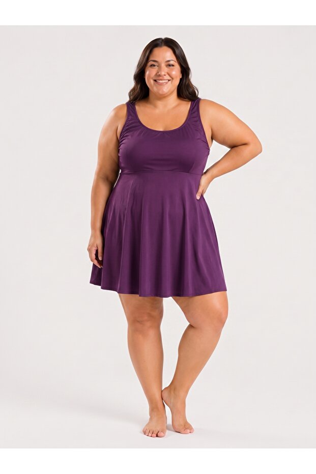 Women's Modest Swim Dress with Built-in Shorts Plus Size