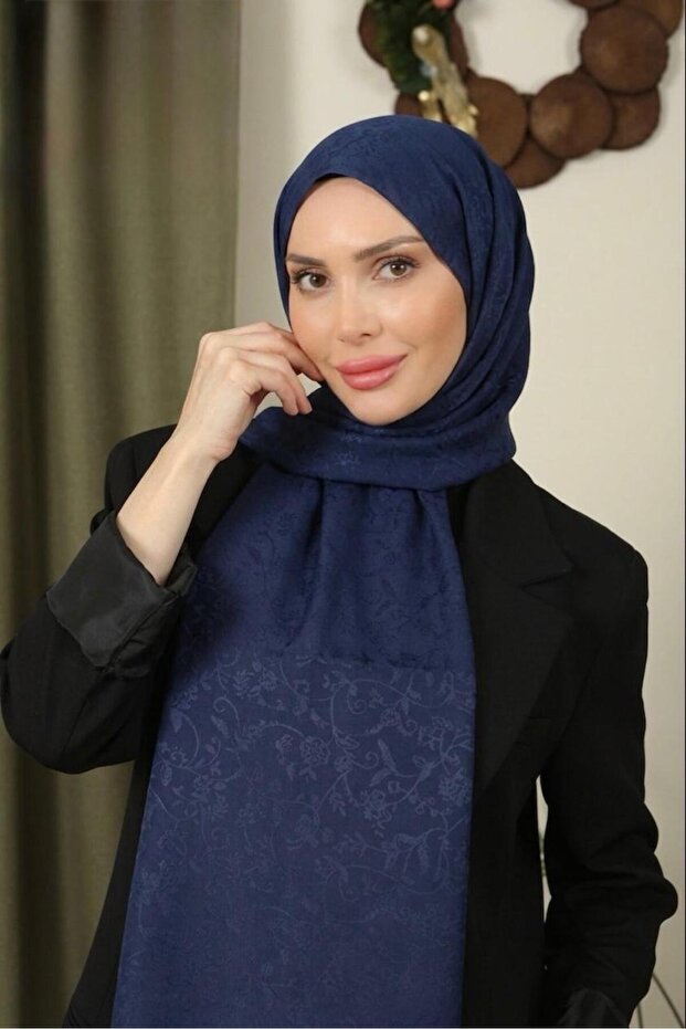 Flowered Pattern Thin Medina Silk Jacquard Shawl