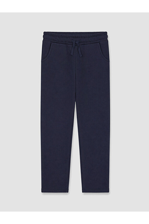 Navy Blue Girl's Sweatpants with Elastic Waist