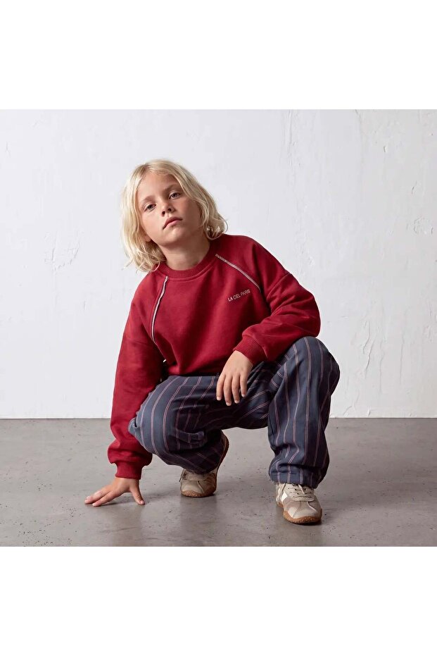 Unisex Kids Crew Neck Sweatshirt and Striped Pants 2-Piece Set