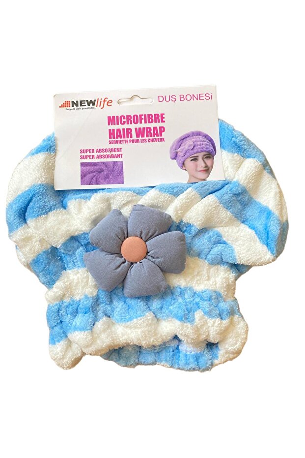 Flower Embossed Microfiber Shower Cap