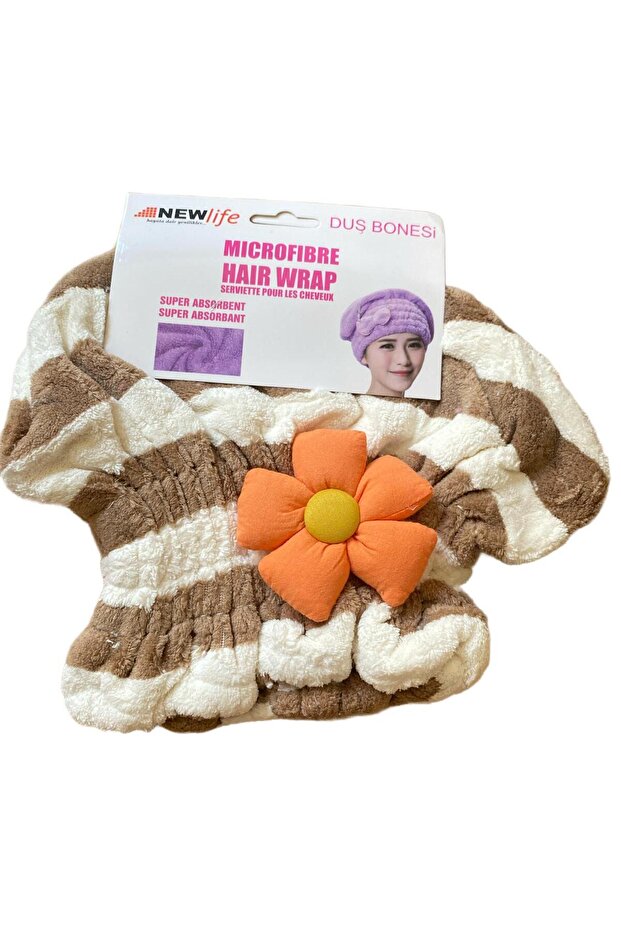 Flower Embossed Microfiber Shower Cap