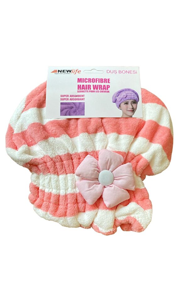 Flower Embossed Microfiber Shower Cap