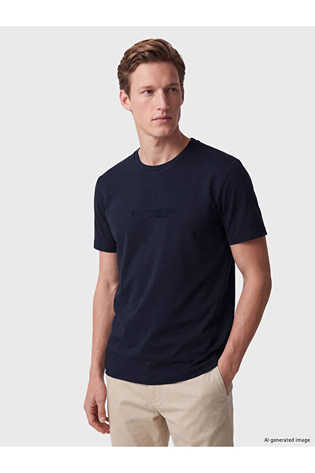 Southblue Navy Blue Crew Neck Men's T-Shirt