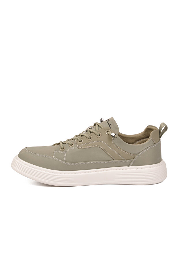 Khaki Linen Elastic Laced Lightweight Comfortable Men's Casual Walking Shoes 9043