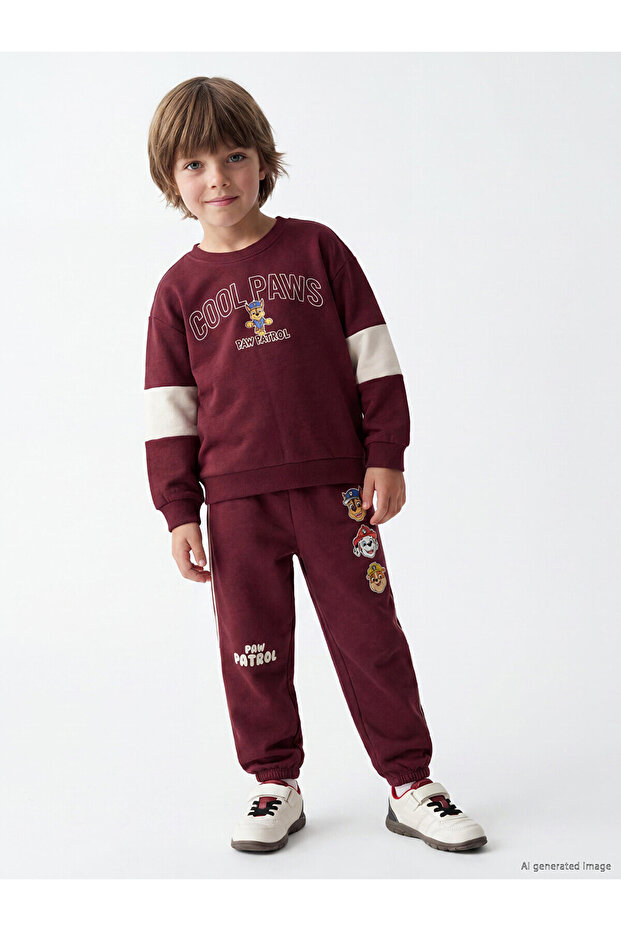Lcw Kids Burgundy Printed Boys' Jogger Sweatpants