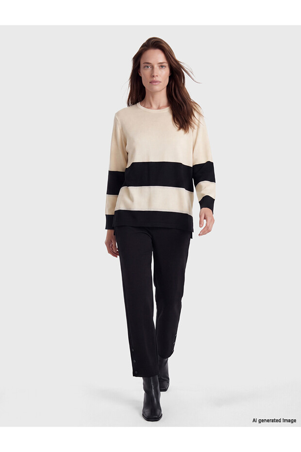 Lcw grace black elastic waist wide leg women's pants
