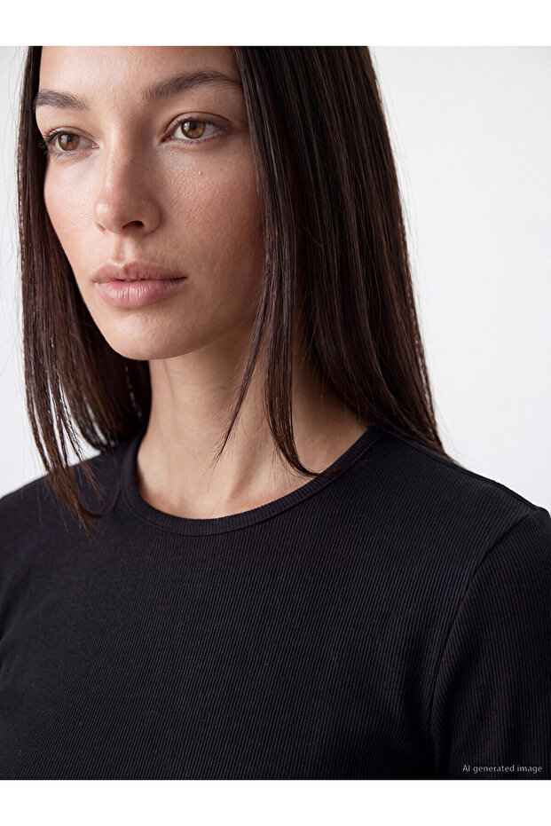 Two Mt Shop Quality Black Plain Narrow & Slim Long Sleeve Women's T-Shirt