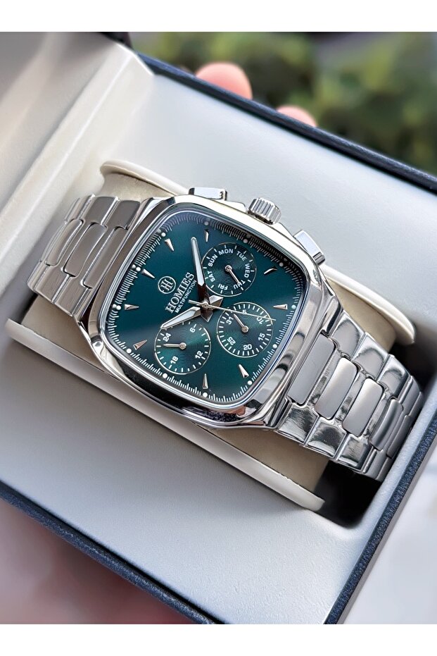 Silver Color - Men's Wristwatch - with Bracelet Gift
