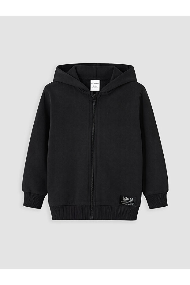 Two Mt Shop Quality Black 3 Thread Flat Standard & Regular Boys' Zipper Sweatshirt