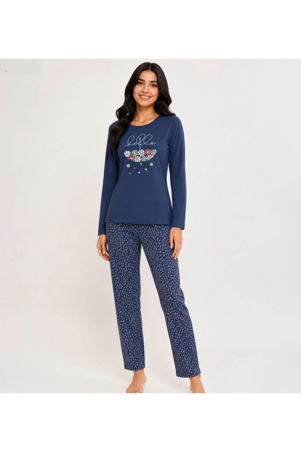 Women's Patterned Modal Long Sleeve Winter Pajama Set
