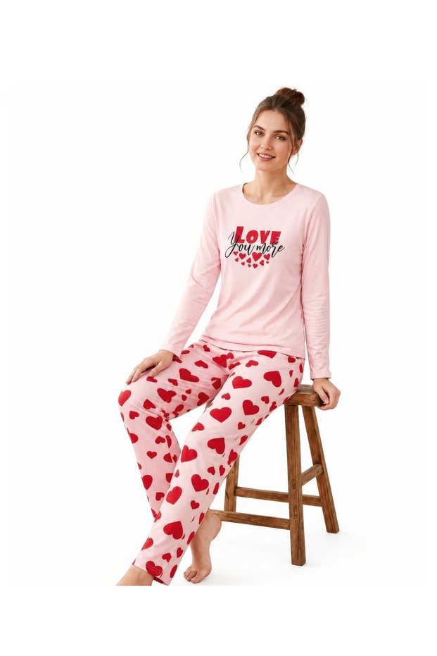 Women's Patterned Modal Long Sleeve Winter Pajama Set