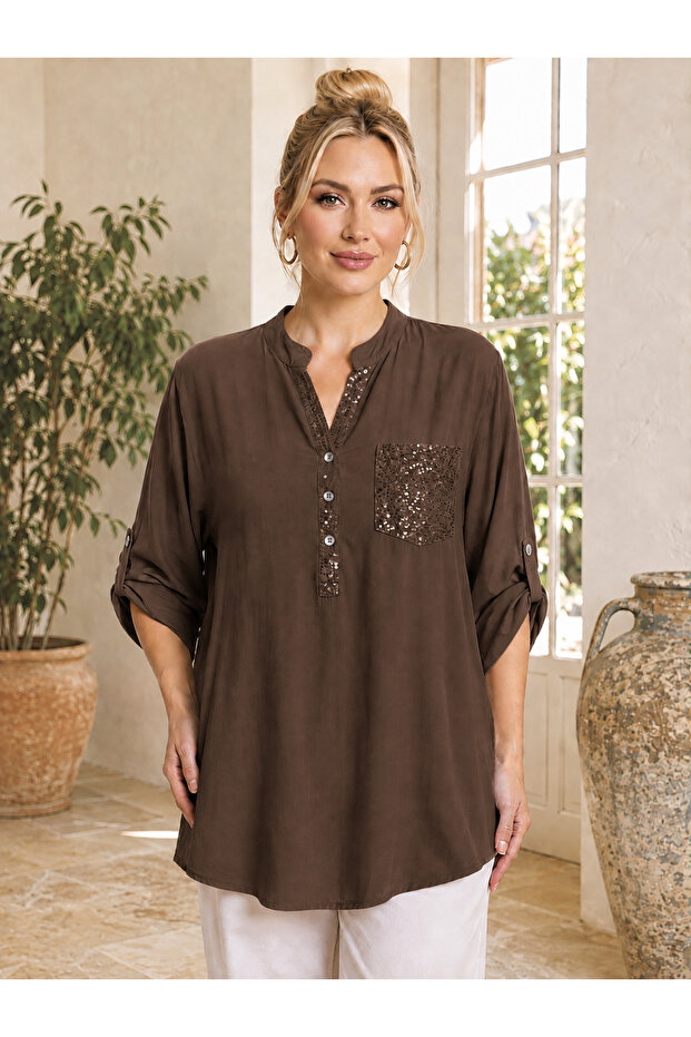 Viscose Pocket Sequin Blouse