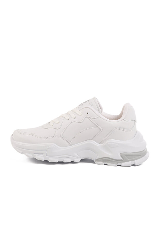 White Lace-Up Thick Soled Women's Walking and Sports Shoes Sneaker 159