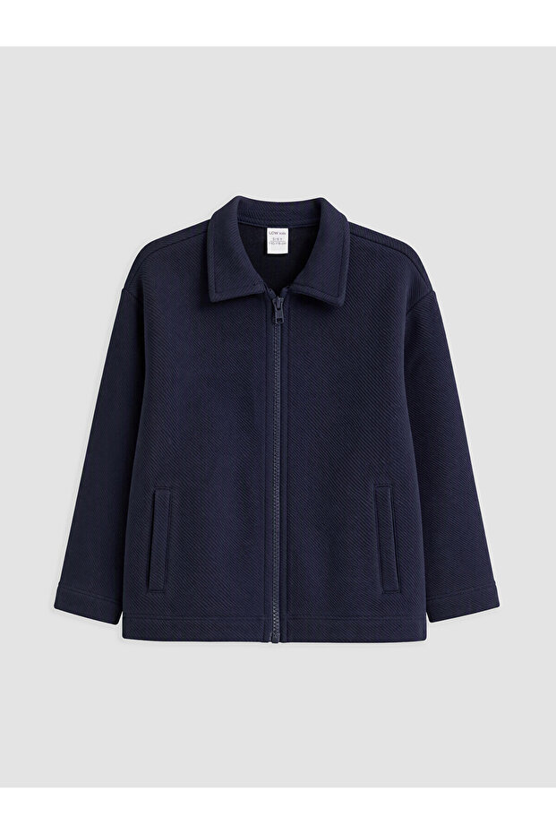 Lcw Kids Navy Blue Boy's Zippered Cardigan