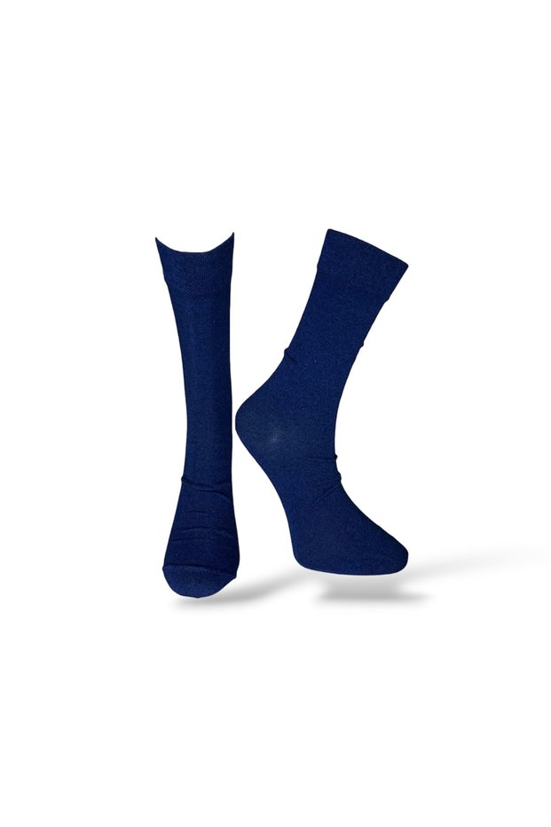Single Unisex Plain Navy Blue Colored Socks